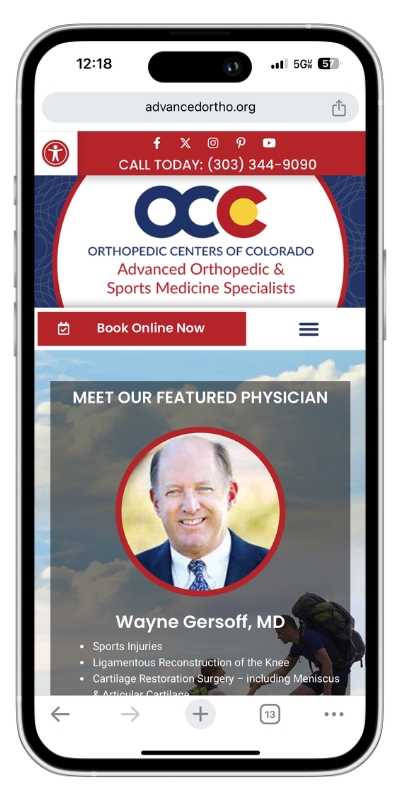 Advanced Orthopedic web design mobile